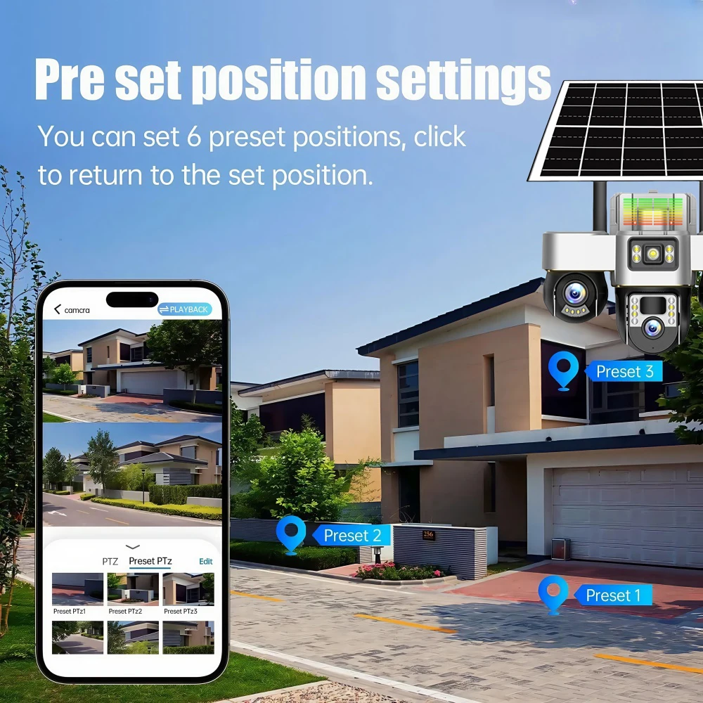 Solar Camera 4G Wireless Night Vision Smart Home Surveillance Camera 15MP Outdoor PIR Motion Detection Security Protection CCTV