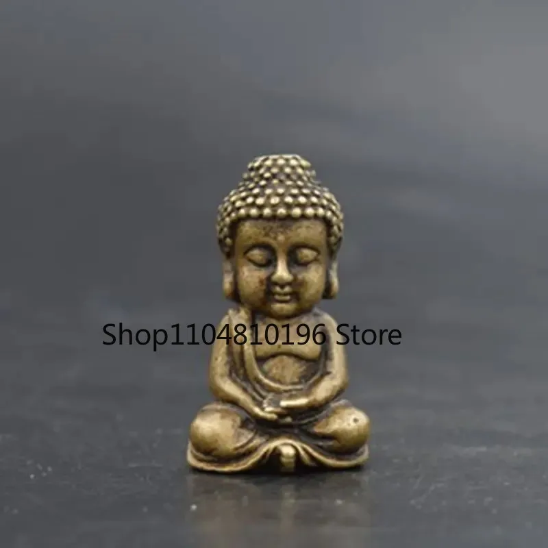 Vintage Brass Shakyamuni Decorative Sculpture Miniature Sitting Buddha Statue