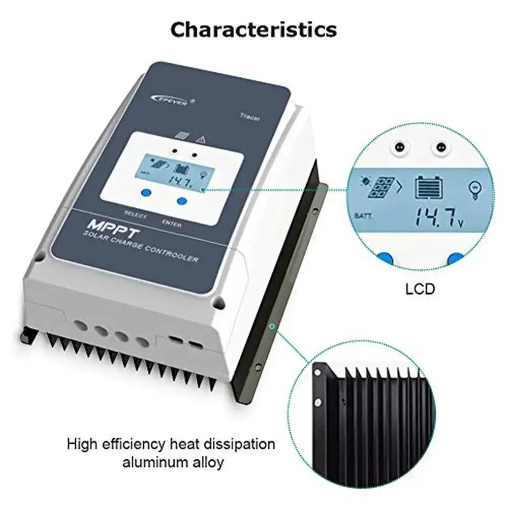 50A MPPT Solar Charge Controller Tracer-an Series Compatible with 12V/24V/36V/48V Lead-Acid Sealed Gel Flooded Lithium Batteries