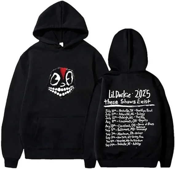 

Lil Darkie These Shows Exist Tour 2025 Толстовки с длинными рукавами с принтом Кофты Классические пуловеры