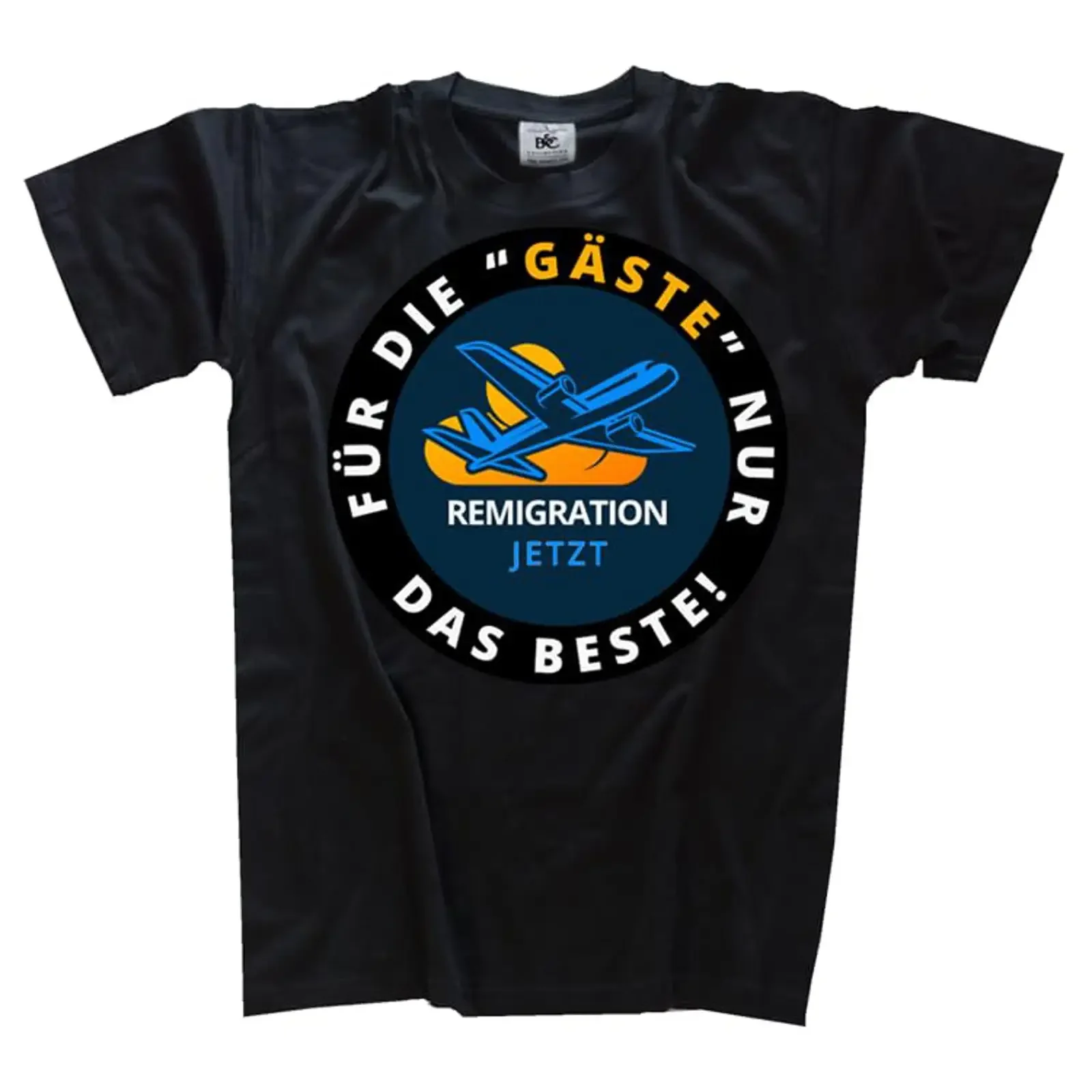 Für die Gäste nur das Beste Remigration DTF Full Colour T Shirt Long Sleeved Girlie  vintage Washed Soft Stylish Slightly