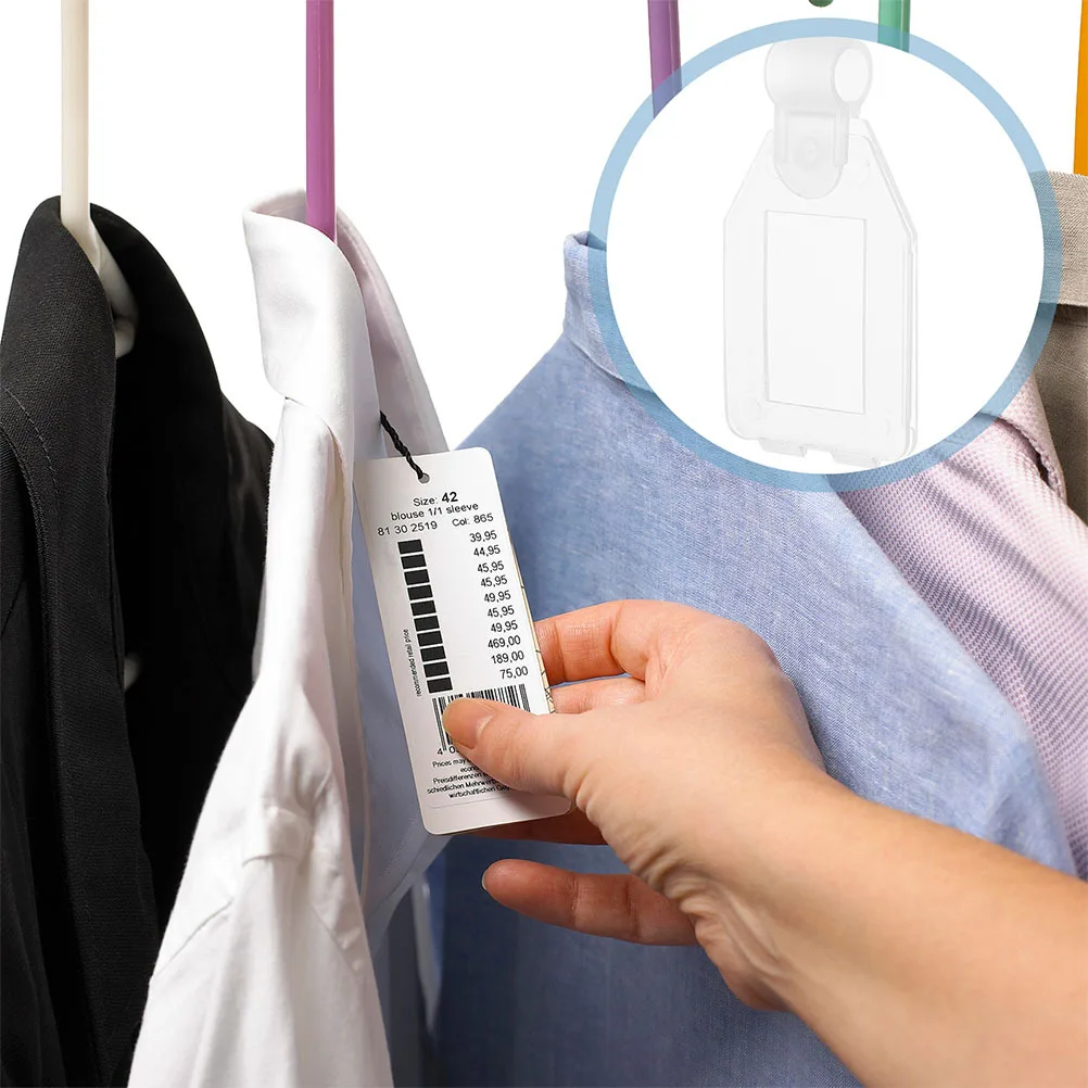 

50Pcs Clear Plastic Label Holders Retail Tag Clips Wire Shelf Basket Adhesive Shelf Labels Transparent Label Organizers