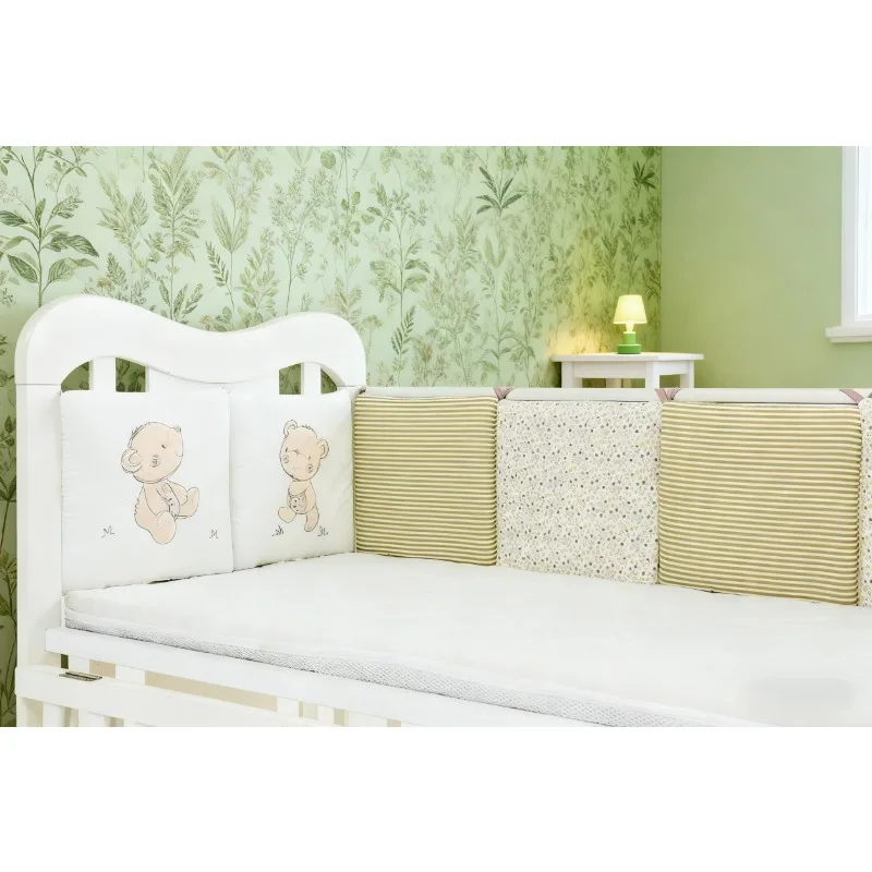 6 قطعة/المجموعة سرير بيبي حامي سرير الوفير منصات سرير بيبي الوفير الاطفال سرير أمان حول القطن مزيج سرير المضادة للتصادم المضادة للسقوط