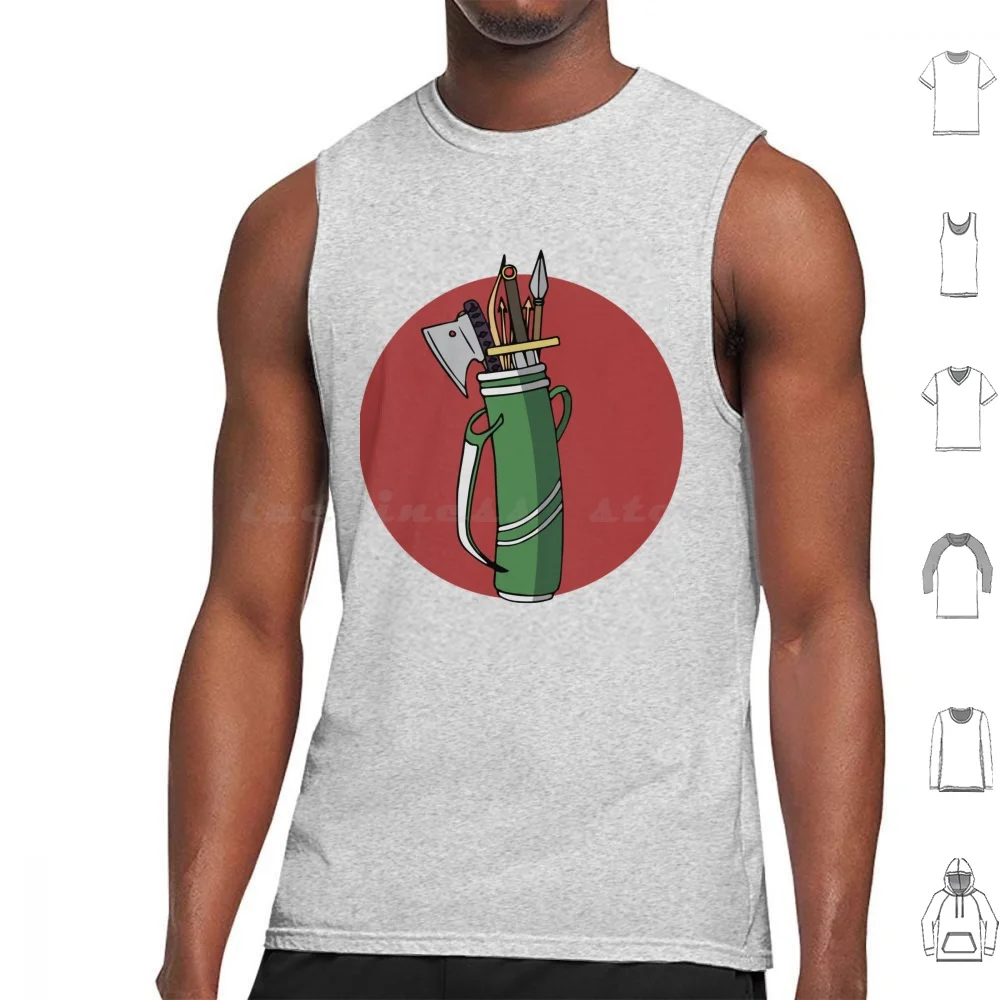Golfbag Weapons Tank Tops Print Cotton Caster Cleric D20 Demon Dice Dm Dnd Master And Fantasy Rpg Fireball Games Gaming