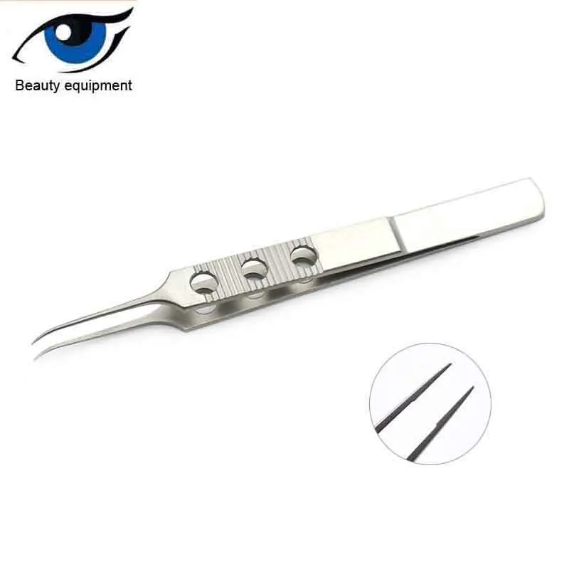 11CM Micros Stainless steel dovetailed straight/curved head tweezers platforms tweezers Ophthalmic forceps