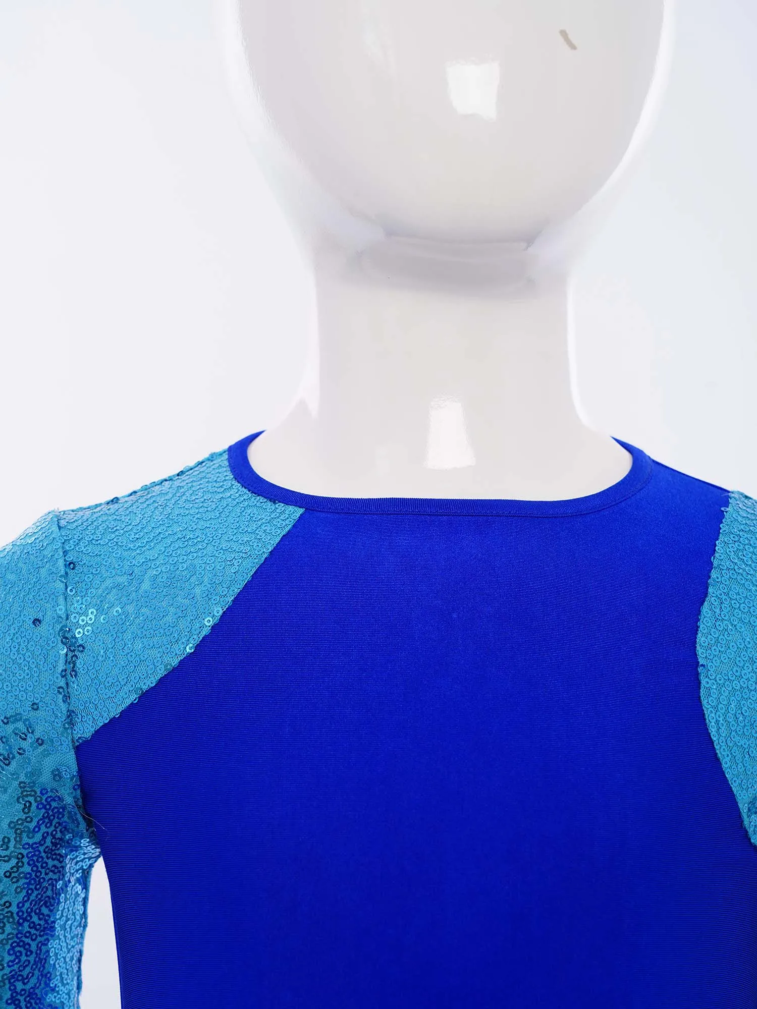 Kinder Mädchen Pailletten Farbblock Lobpreis Tanzkleid Lange Ärmel Asymmetrische Anbetungsrobe Liturgische Lyrische Kirche Tanzkleidung