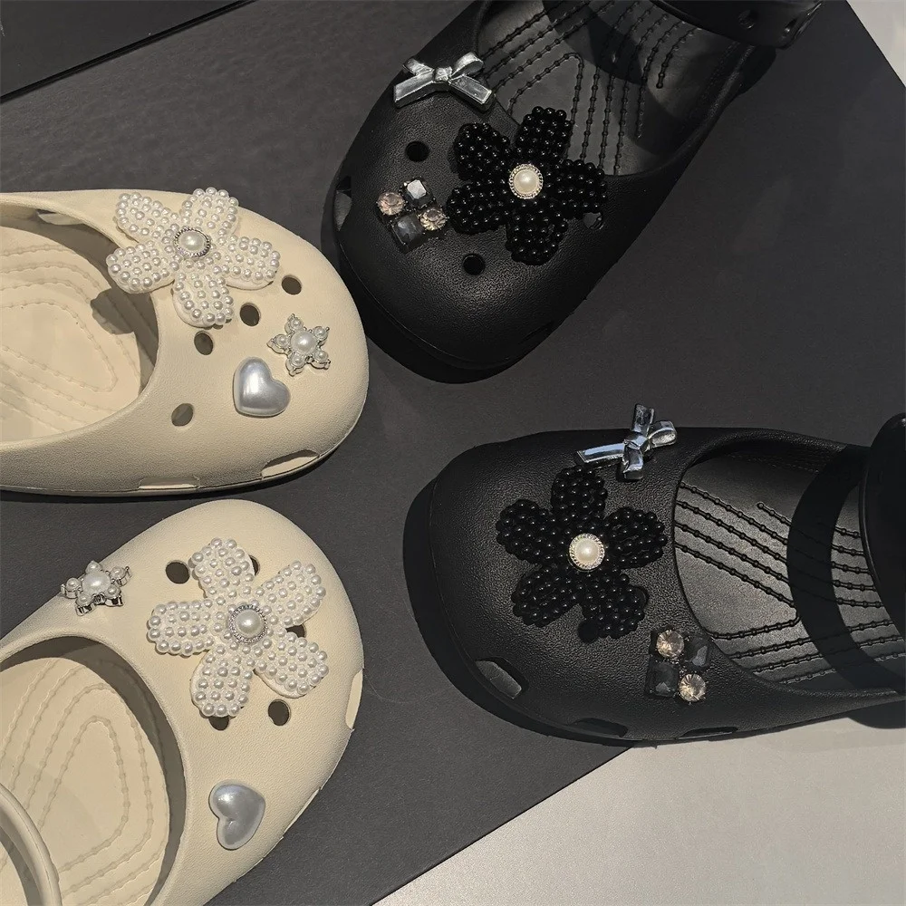 

1 Set Ballet Shoes Flower Buckle Beaded Bow & Pearl Shoe Charms Clips for Dance Shoes Detachable Shoe Decoration Accessories