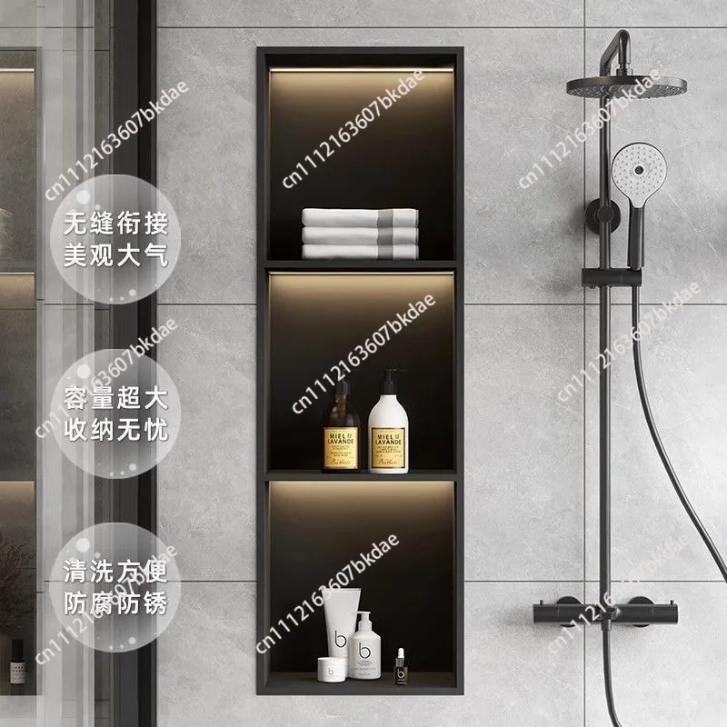 304 Stainless Steel Recessed Bathroom Niche Shelf Wall Mounted Storage Rack Customizable
