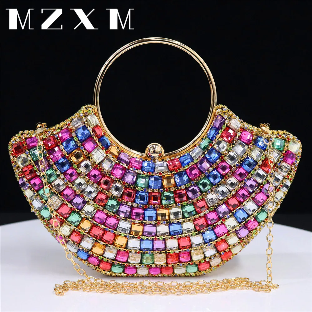 Handle Full Drill Desige Women's Handbag Small Diamond Metal Snaps Evening Bag Party Wedding Handbag Women's Wallet