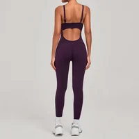 Women's Yoga Jumpsuit Peach Hip Backless One-Piece Sports Shorts Yoga Fitness Jumpsuit Running Casual Workout Gym Yoga Bodysuit - Image 4