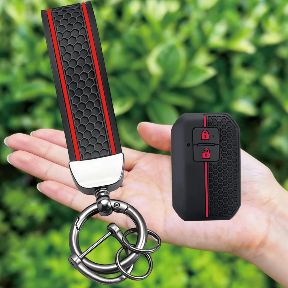 2 Buttons Silicone Car Key Case Cover For Suzuki Swift Wagon R Jimny Sierra Spacia Ertiga Auto Key Shell Keychain Accessories