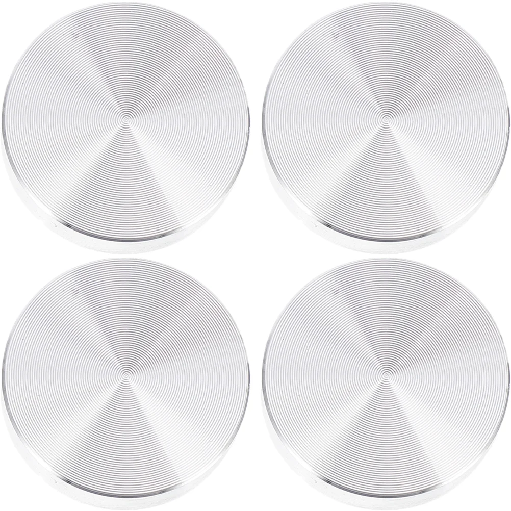 

4 Pcs Round Solid Aluminum Cake Tables Circle Disc Glass Top Adapter Silver Discs Accessory Anti Slip Pads Coffee Tops Alloy
