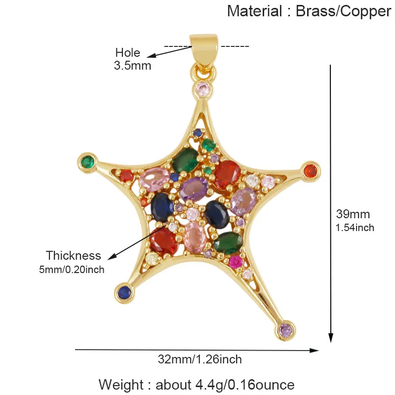 Sparkle Celestial Sun Moon Star Lightning Shell Pendants,Zircon Charms for DIY Jewelry Making Necklace Bracelet Accessories J02 view 2
