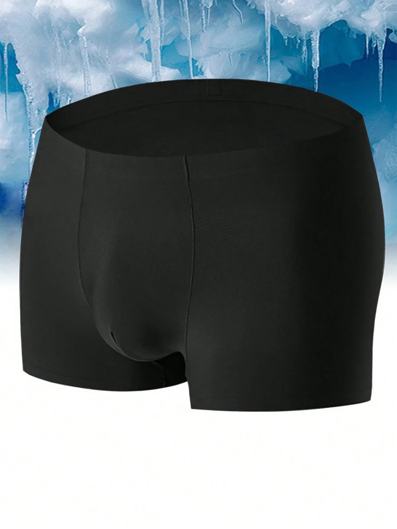 

3pcs Men's Seamless Ice Silk Solid Color Boxer Briefs Cool Thin Breathable Elastic Underwear