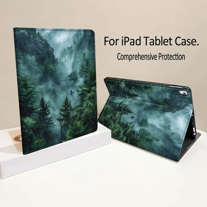 Misty Mountain Forest Pine para iPad Pro Air mini 7 6 5 4 11th 10th 7th 6th 5th 13 12,9 11 10,9 10,5 10,2 pulgadas funda para tableta