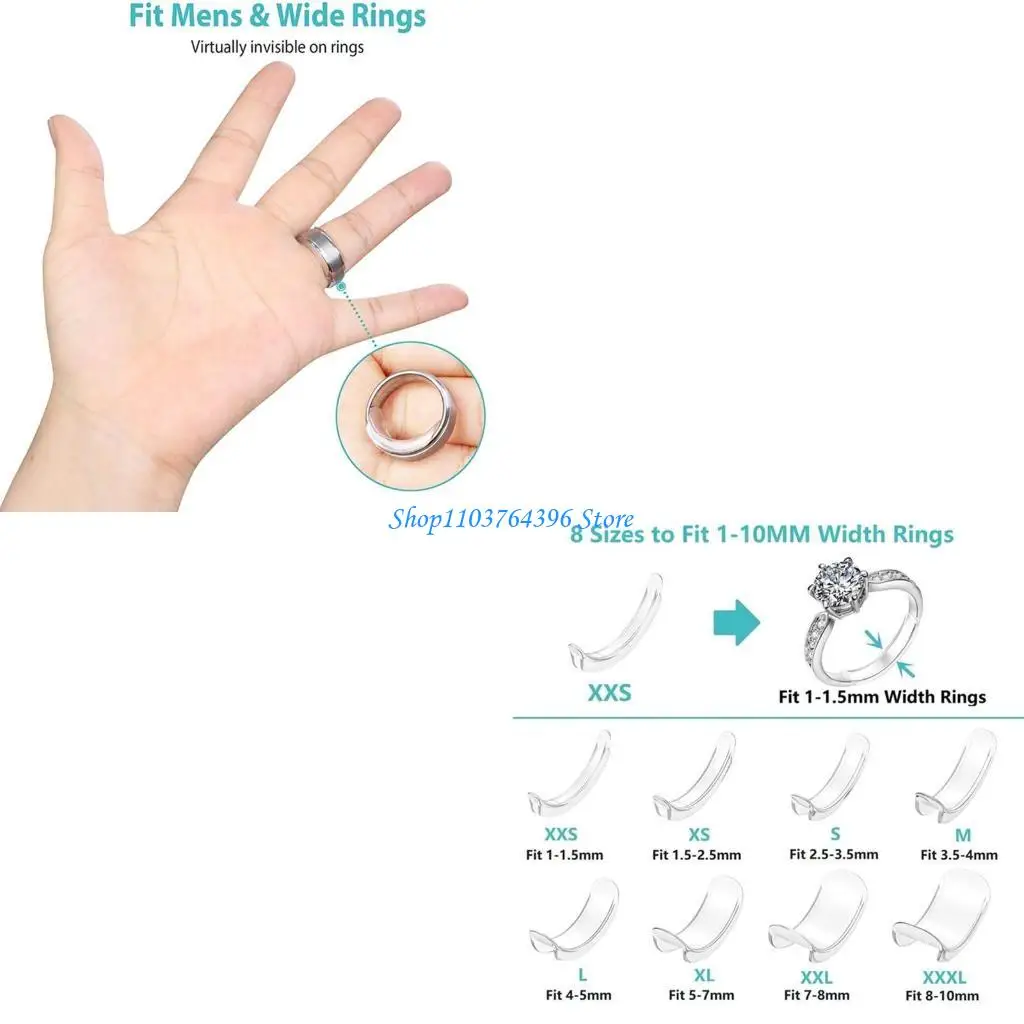 

8 Sizes Silicone Invisible Clear Ring Size Adjuster Resizer Loose Rings Reducer