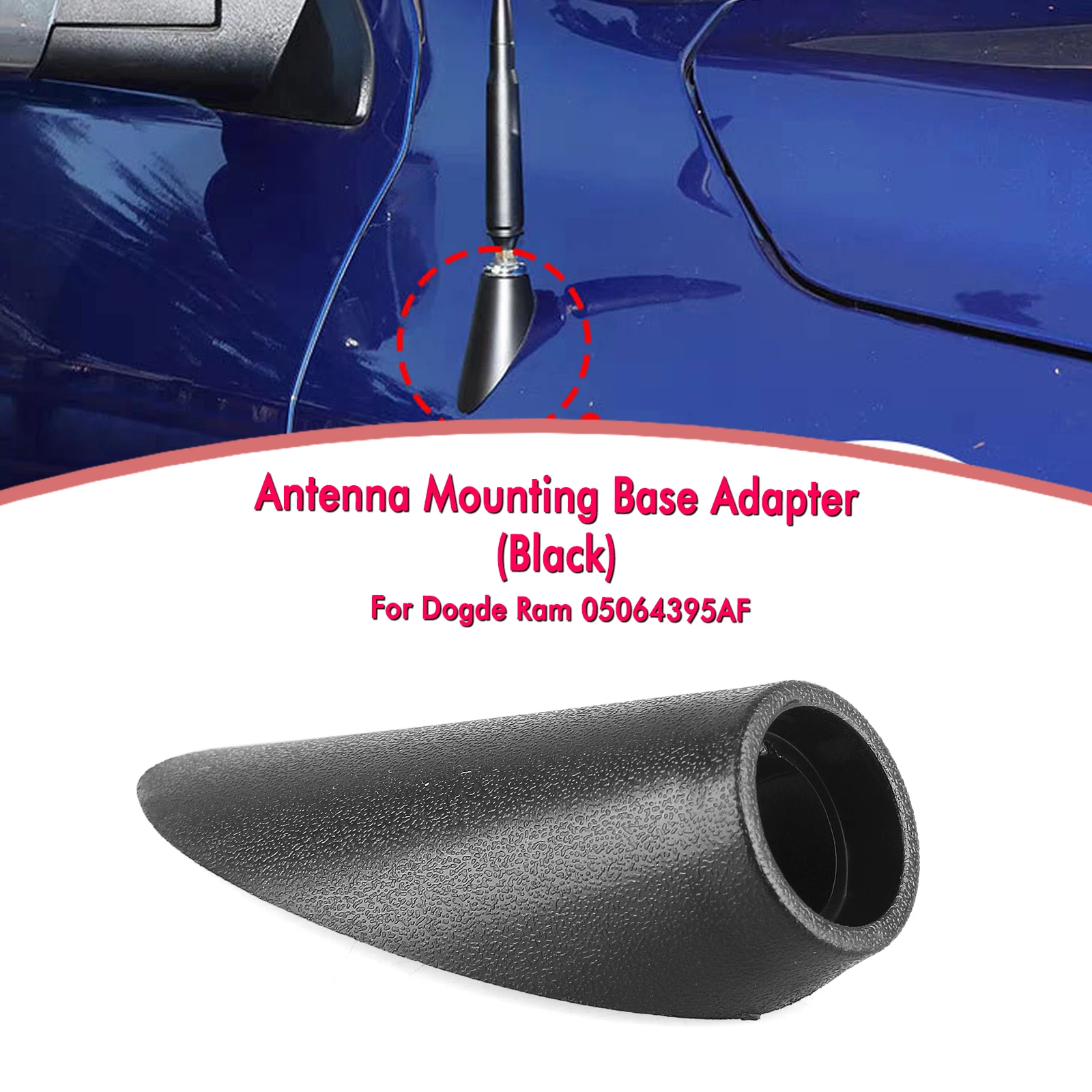 

Exterior Side Antenna Aerial Cap Mounting Base Adapter For Dodge Ram 1500 2009-2018 2500 3500 2010-2018 4500 5500 2011-2018