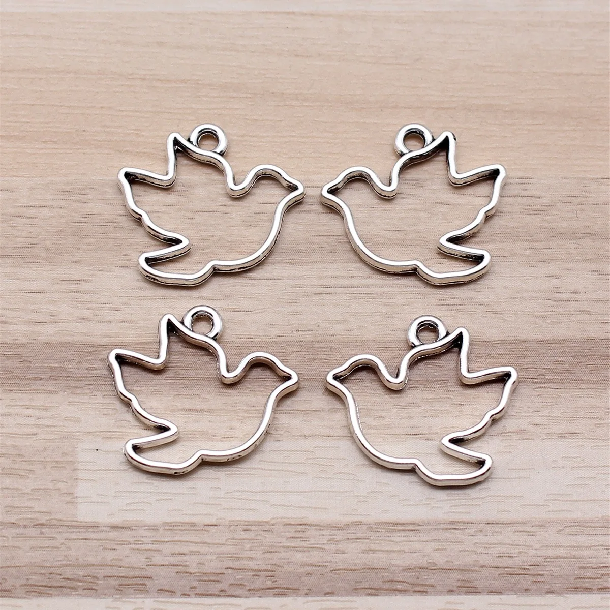 IFOCUS 10pcs/Lot Skeleton Pigeon Charms For DIY Jewelry Making Zinc Alloy 17x19mm/0.67x0.75inch