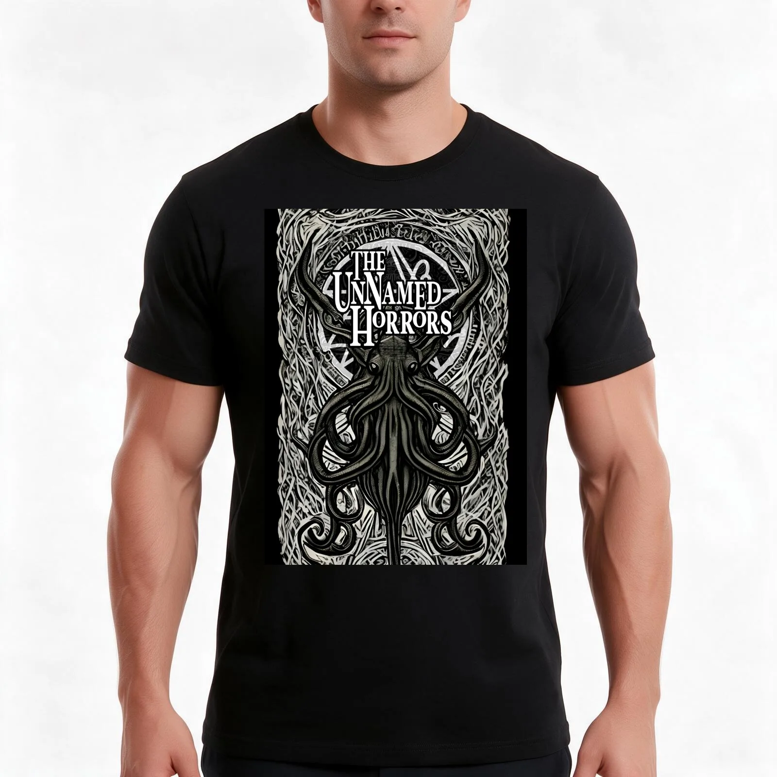 TUH Cthulhu Knotwork T-Shirt Summer Casual Cotton Tee Oversized Streetwear Tops Vintage Graphic Print Loose Fit Short Sleeve