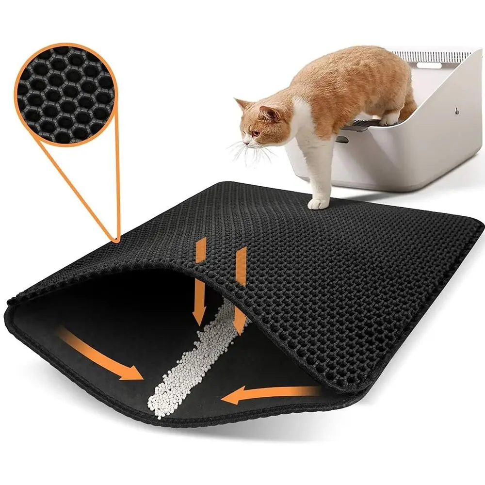 EVA Cat Litter Trap Mat Double Layer Waterproof Cat Litter Box Mat Non-slip Quickly Store Mess Free Litter Mat Pet Supplies