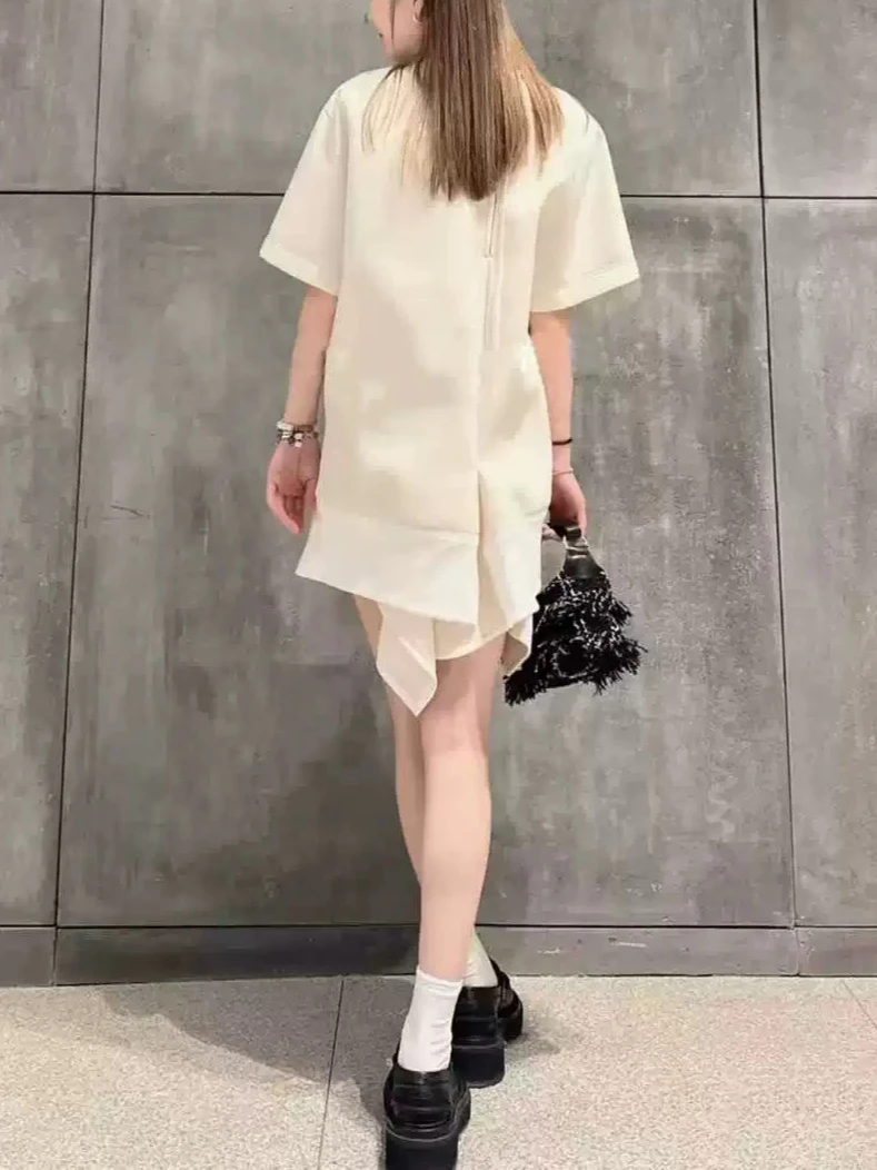 SAC 2026 summer cutting asymmetrical hem splicing dress loose and thin skirt