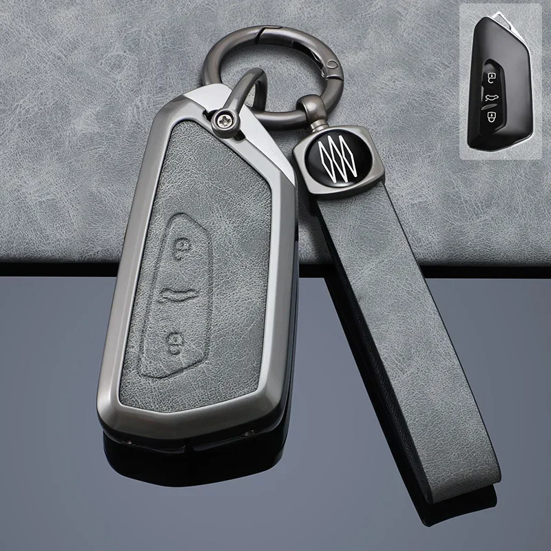 

Zinc Alloy +Leather Car Key Cover Case for VW Golf 8 MK8 ID-4 ID-6 Skoda Octavia 4 8 A8 MK4 VAG Group Seat Remote Key Protection