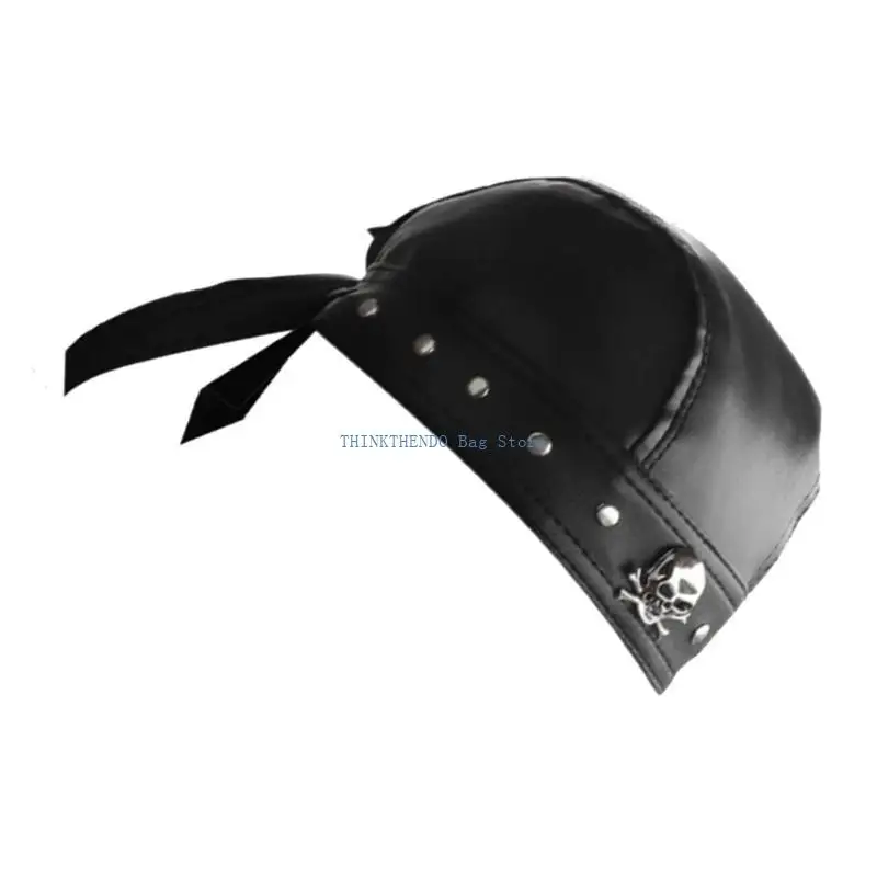 340D Hip Hop Photo Props Skull Durag for Dating Photography Cabbie Headwear Rivet Studded Hat