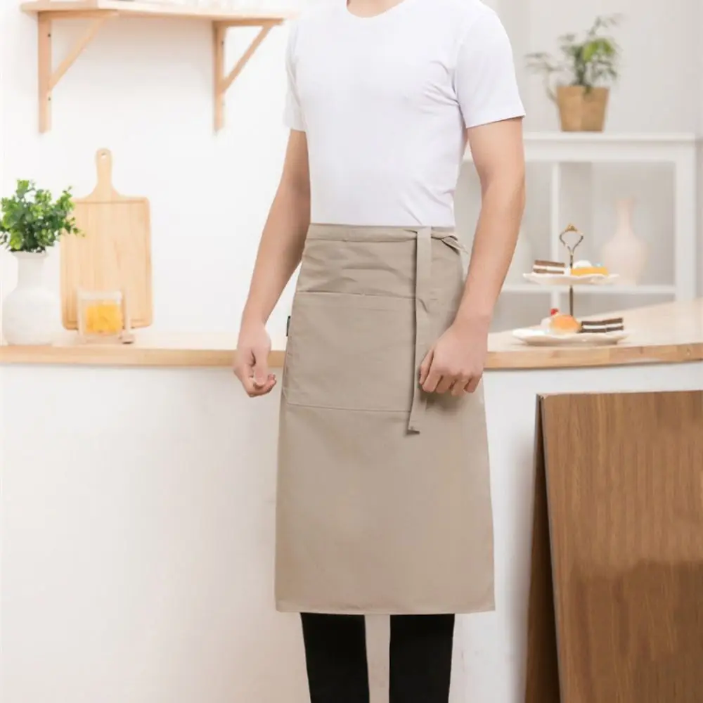 Demi-tablier antisalissure, Design à lacets, uniforme de Chef de couleur unie avec poches, tablier de cuisine unisexe, utilisation en cuisine