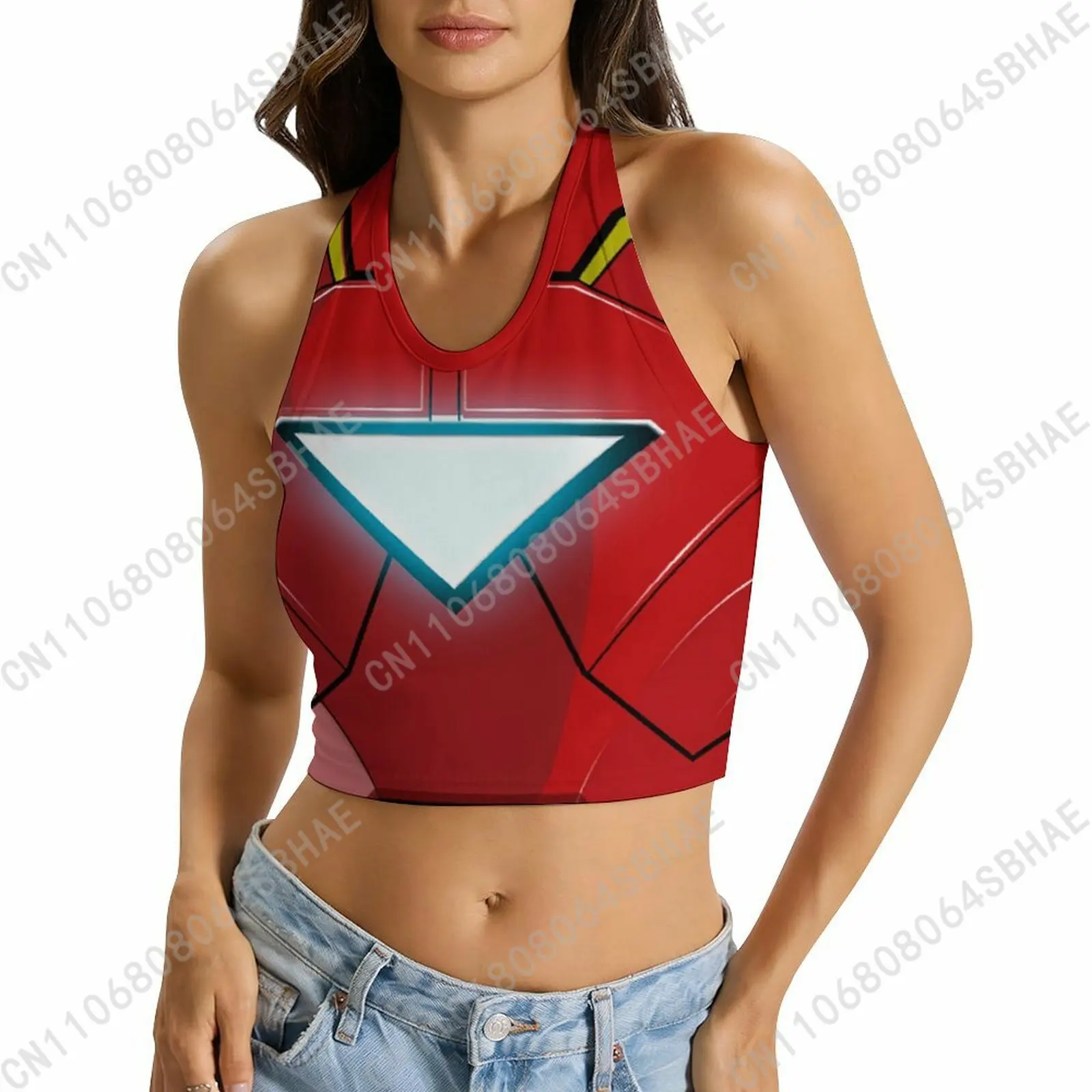 

Marvel Iron Man Custom Photo Women's Halter Top Personalized Picture Tie Back Cami Upload Your Gift Wife Girlfriend Cosplay