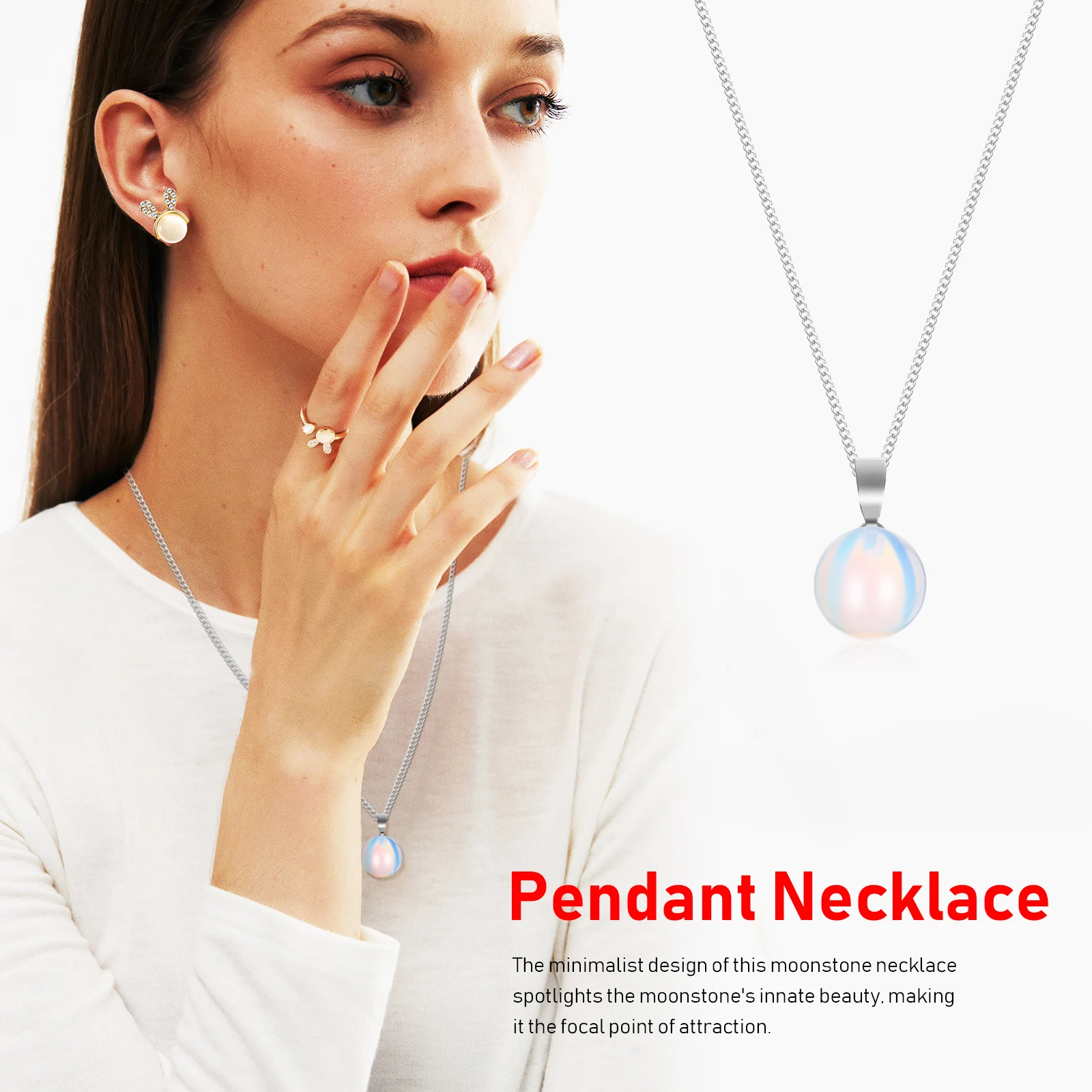s Moonstone Necklace Women Pendant Stone Jewelry Gift Box Clavicle Chain Aesthetic Retro Wedding Statement Necklace Random Color