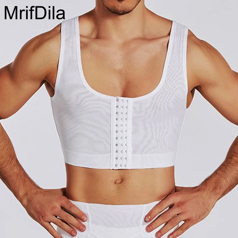 MrifDila Hook Compress Chest Men Body Shaper Chest Binder Compression Hook Compression Shirts Hide Gynecomastia Chest Vest