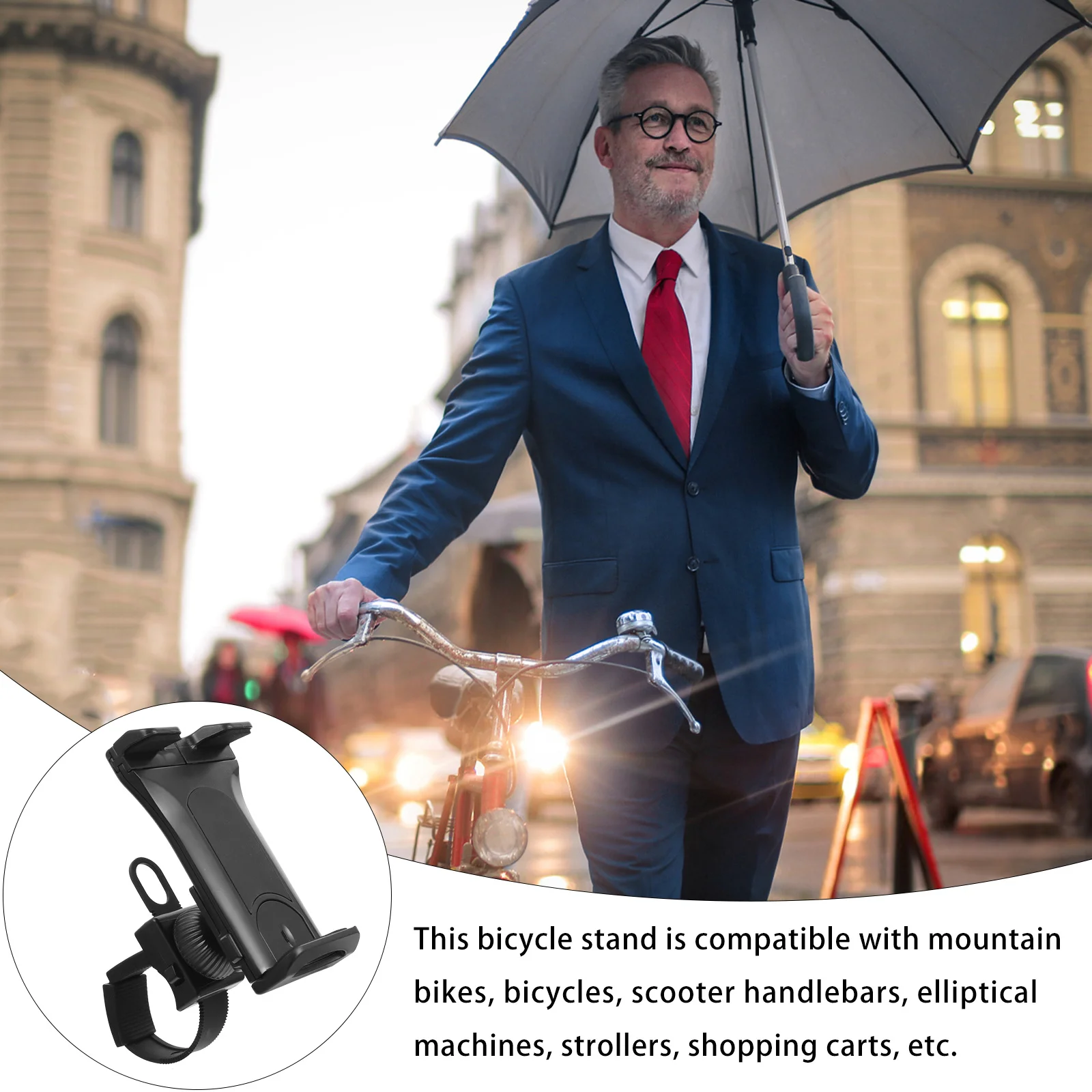 حامل هاتف للدراجة اللوحية مقاس 6 بوصات فوق قبضة قابلة للدوران ثابتة لعربة الدراجة الثابتة للكرسي المتحرك #2