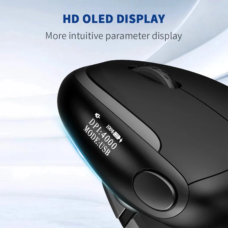 Colorful M618XSD Thumb Scroll Wheel Ergonomic Tri-Mode Bluetooth Rechargeable Vertical Mouse with Power Indicator