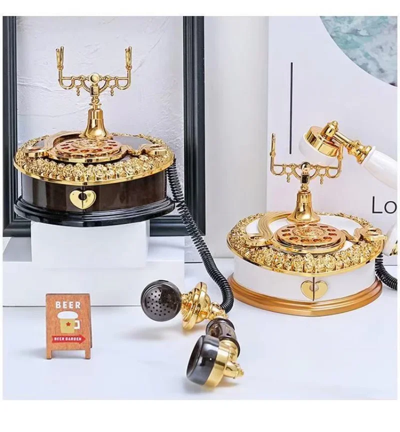 Light Luxury Classic Style Dial Old-fashioned Telephone Music Box Home Desk Porch Home Decoration Living Room Decoration