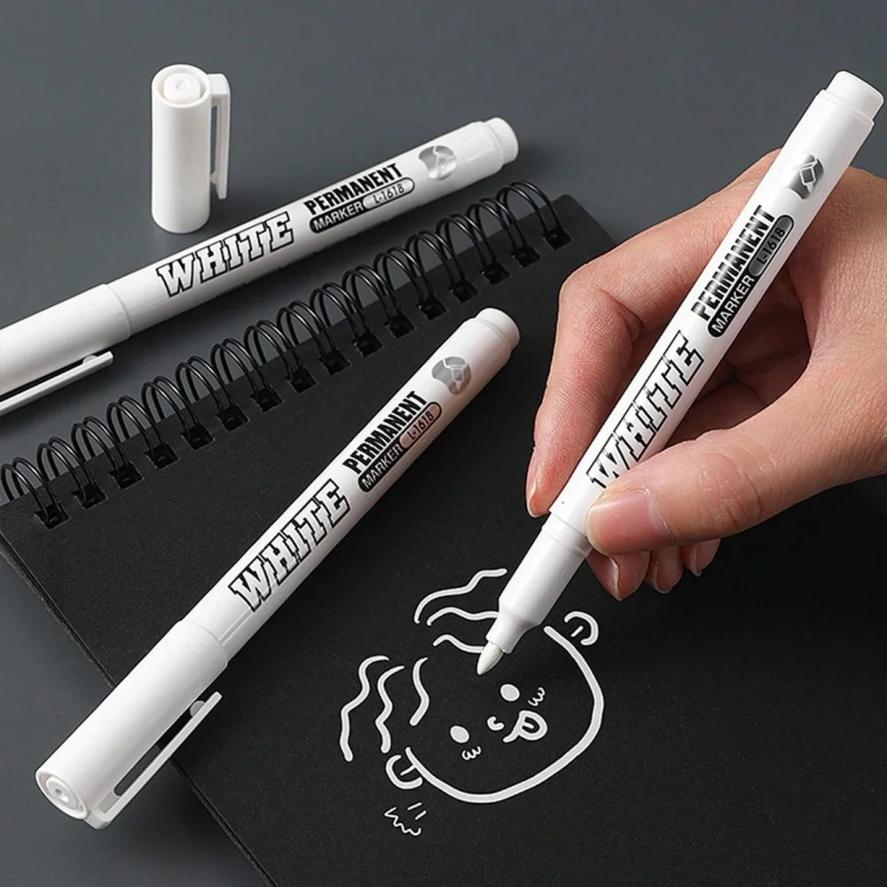 1/3/6/12pcs White Permanent Markers Fine Tip Waterproof Quick-Dry Ink Pens Suitable For Glass Cups Windows Tire Painting A7872