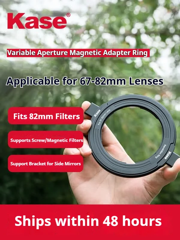 Kase Adjustable/Variable-Diameter Filter Adapter Ring Compatible with 67, 72, 77, and 82 mm Lenses and External Filters