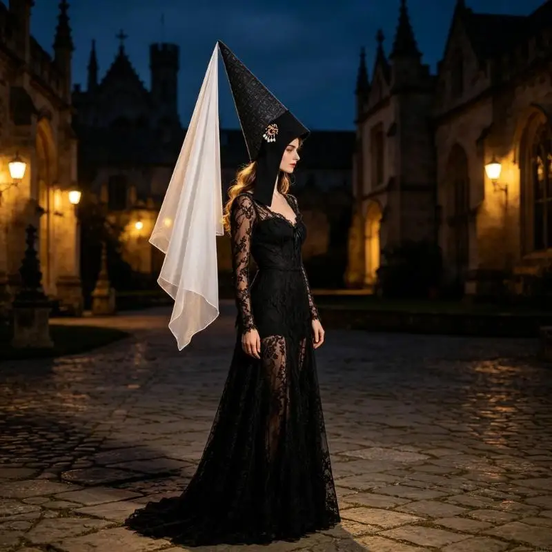 Medieval Theme Witch Hat Headwear For Halloween Costume Role Playing Game And Party DressingUp Photography Headwear 6XDA