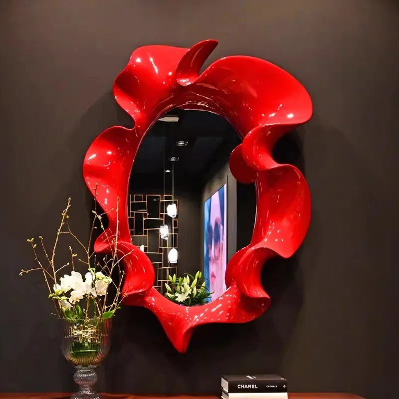 Light luxury fiberglass flower mirror bathroom  enigma  full-length mirror living room personalized