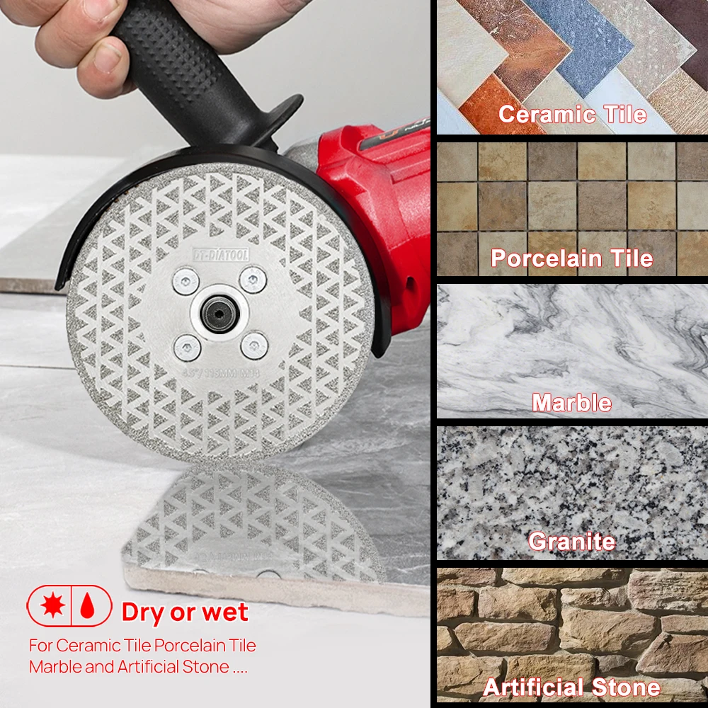 DT-DIATOOL 1pc Diamond Cutting Grinding Disc Granite Saw Marble Electroplated Stone M14 M10 58/-11 Thread  Granite Ceramic Tile