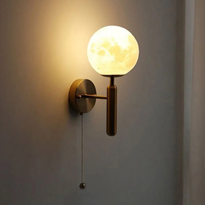 

3D Printing Ball Wall Lamp Creative LED Wall Light for Living Room Bedroom Bedside Gold Metal Sconce Lights Lighting Fixtures