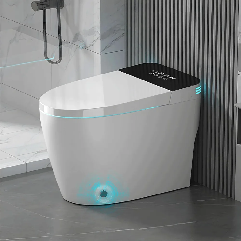 Smart toilet with Vioce Control AUTO Open & Close, Smart Toilet with Bidet Built In, Off-seat AUTO Flush, Heated Toilet Seat Rem