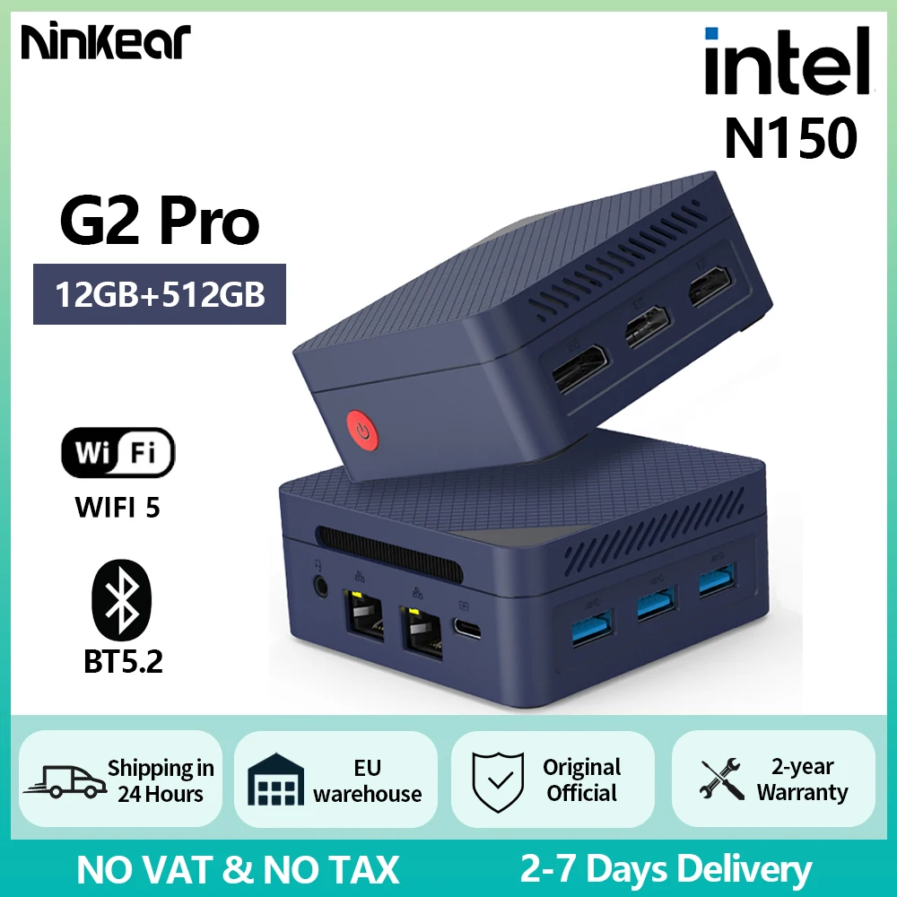 كمبيوتر صغير Ninkear G2 Pro كمبيوتر صغير Intel N150 حتى 3.6 جيجا هرتز 12 جيجا بايت DDR5 512 جيجا بايت M.2 SSD win11 pro كمبيوتر مكتبي صغير كمبيوتر مكتبي صغير