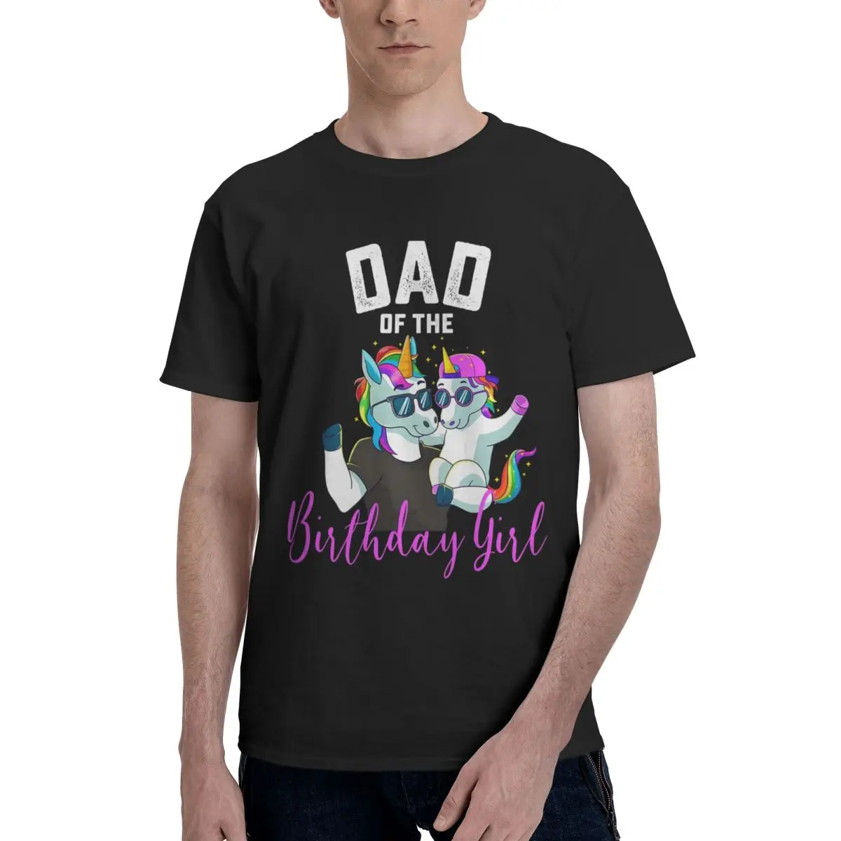

Dad Of Birthday Girl Unicorns Sports T-shirts High grade Activity competition Kemp Hot Sale USA Size