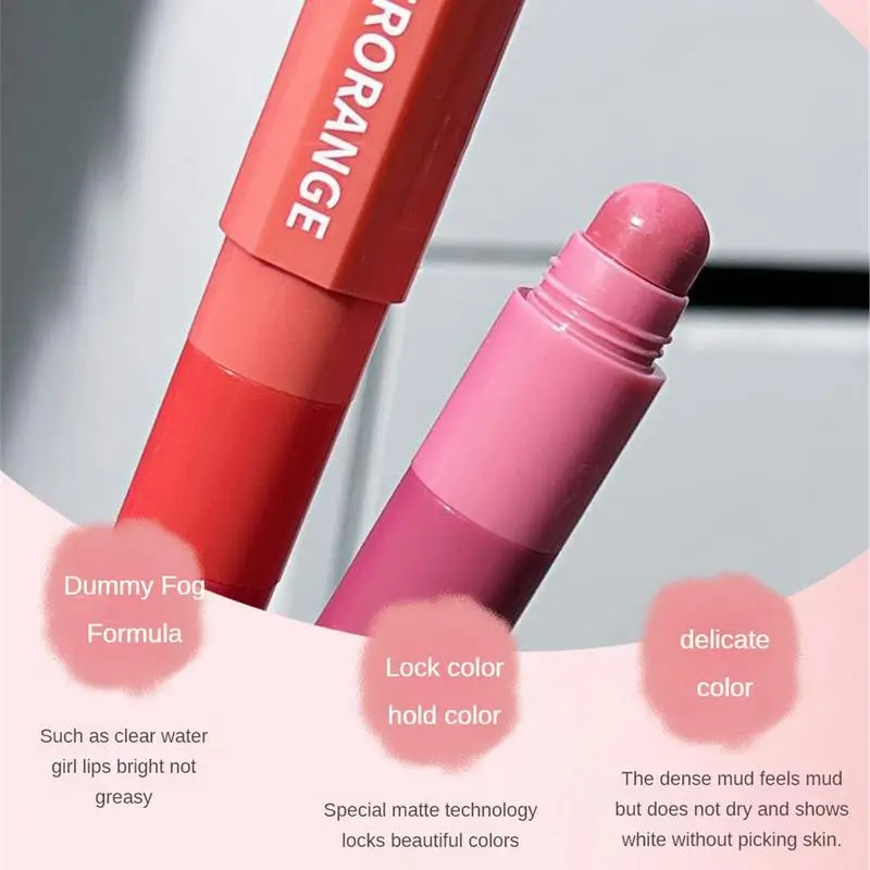 Pintalabios mate 4 en 1, lápiz labial apilable de terciopelo, resistente al agua, no pegajoso, de larga duración, suministros de maquillaje labial para mujeres y adultos