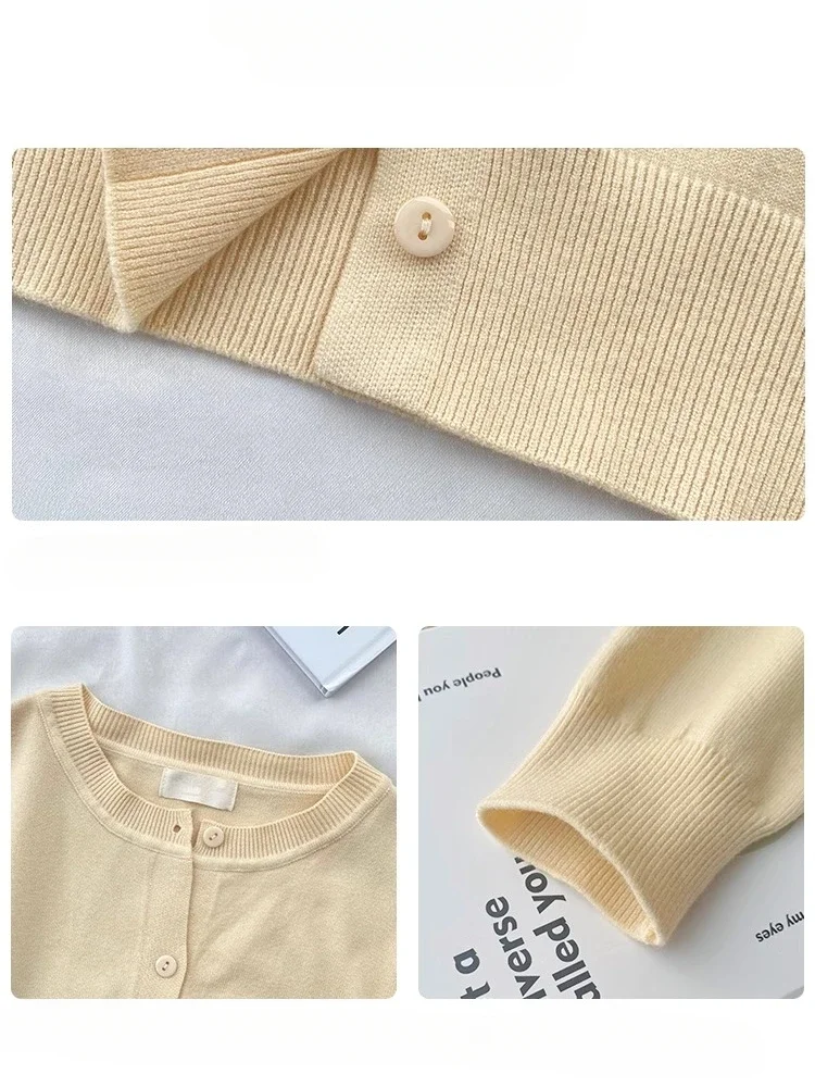 2025 mulheres cardigans camisola casual quente primavera verão o pescoço manga longa único breasted magro moda coreano malhas topos