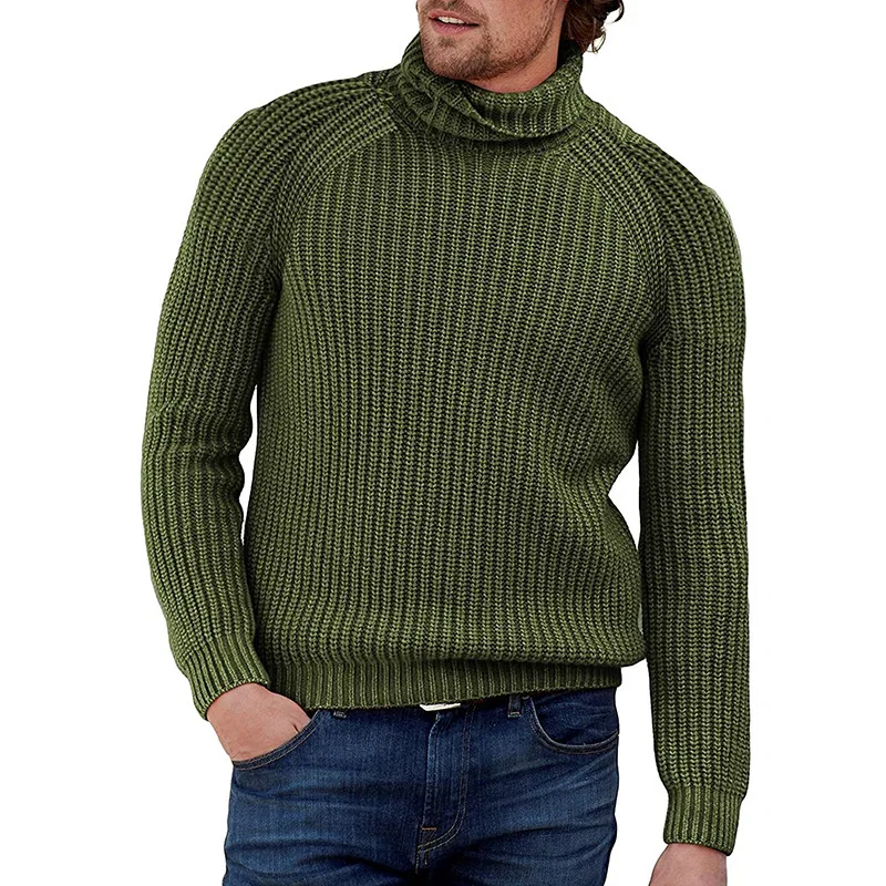 Autumn And Winter New Turtleneck Sweater Men's Solid Color Long-sleeved Knitted Sweater Large Size Sweater Men's Clothing