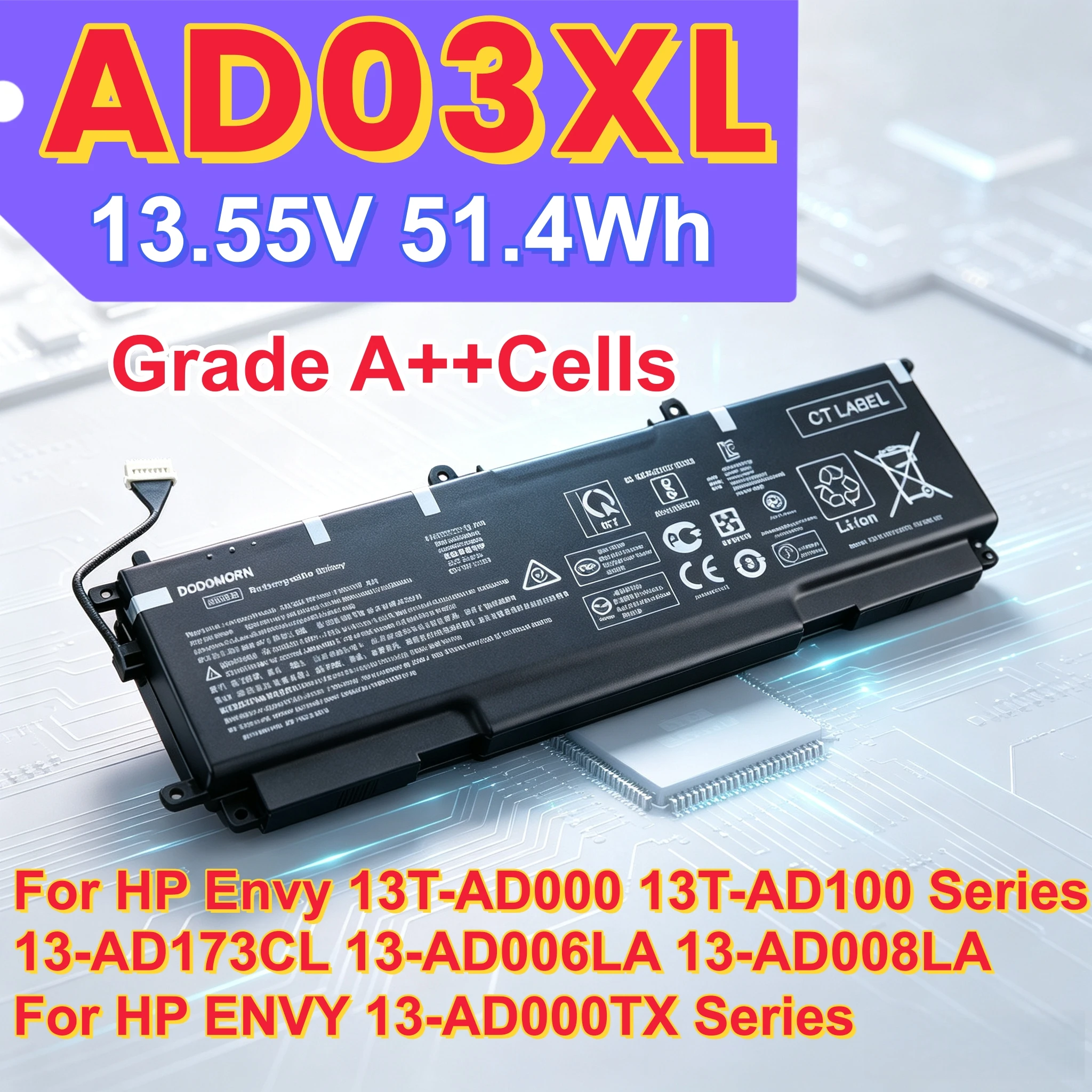 High Quality AD03XL Laptop Battery For HP ENVY 13-ad000 13-ad100 Series HSTNN-DB8D TPN-I128 921439-855 Notebook Battery