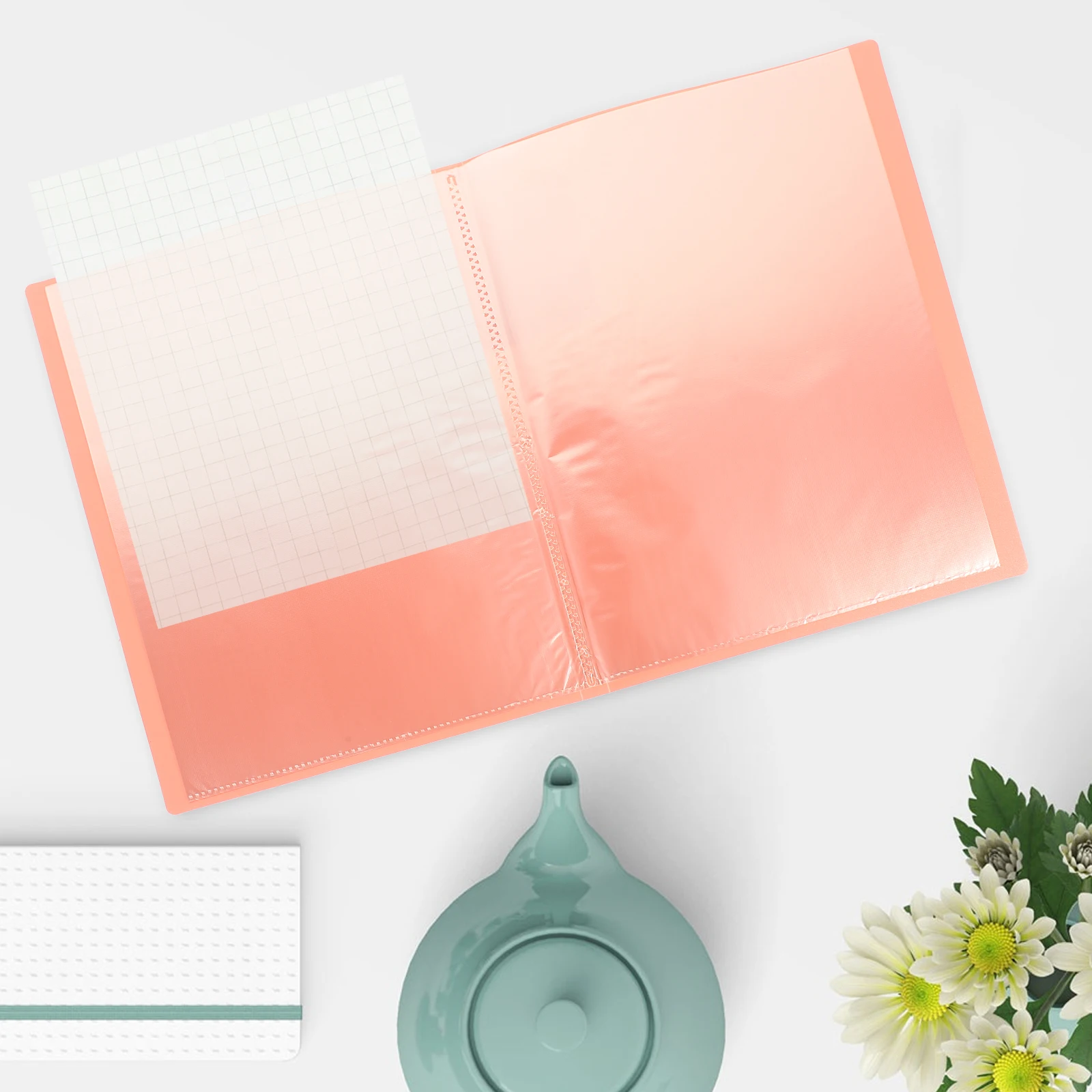 

A4 Folder Insert 20 Pages Information Booklet Pink Plastic Reusable School Office Work Projects Presentations Archiving