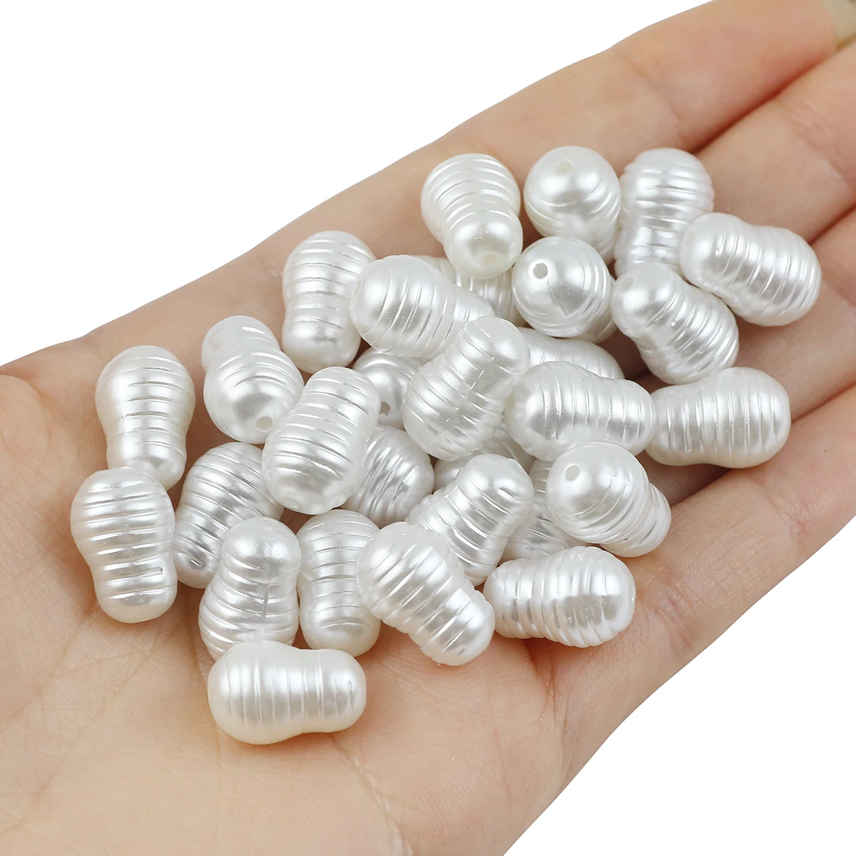 100pcs/lot 15*10mm White Irregular Loose Spacer Acrylic Rice Shape Beads For DIY Jewelry Making Bracelets Necklaces Accessories