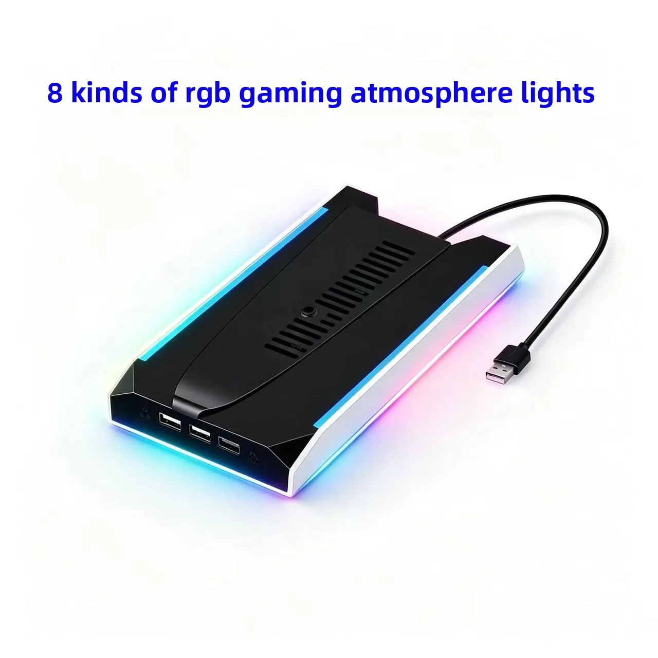 For PS 5 Slim/PS 5 Pro RGB Vertical Cooling Stand Base 8 Light Mode Game Console Base Bracket W/ 3-Speed Cooling Fan Base Stand - view 4